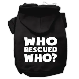 Who Rescued Who Screen Print Pet Hoodies Black Size Med (12)