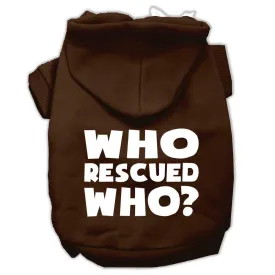 Who Rescued Who Screen Print Pet Hoodies Brown Size XXL (18)