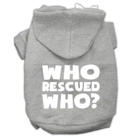 Who Rescued Who Screen Print Pet Hoodies Grey Size Xxxl (20)