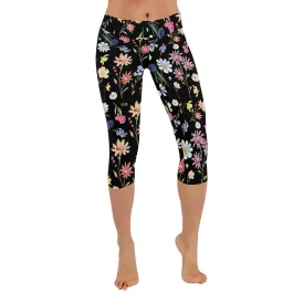 Wildflowers Painted Black Capri Leggings up to 5 XL