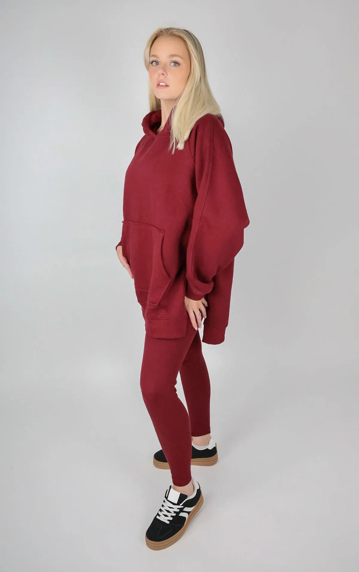 Wine Oversized Leggings and Hoodie Set