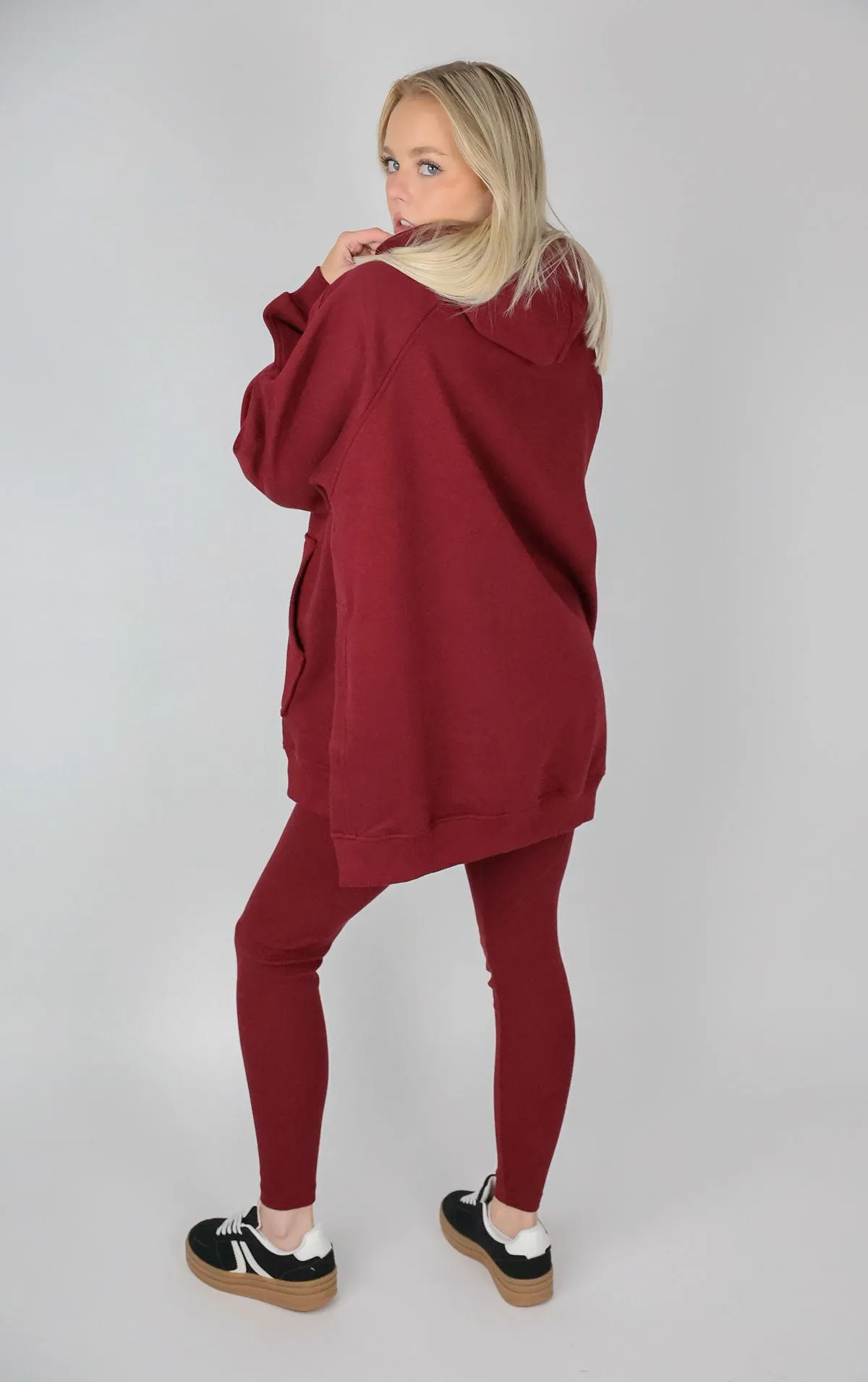 Wine Oversized Leggings and Hoodie Set