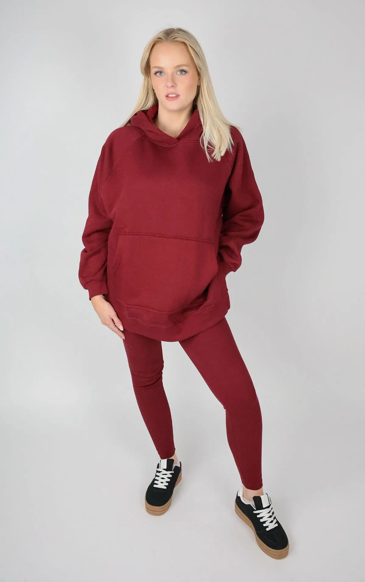 Wine Oversized Leggings and Hoodie Set