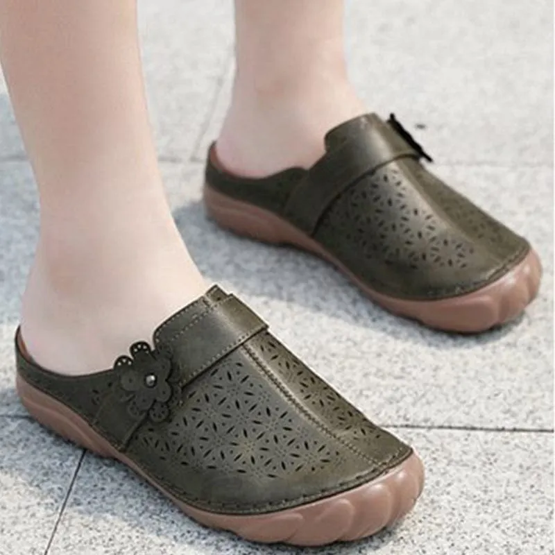 Women Casual Soft Leather Slippers