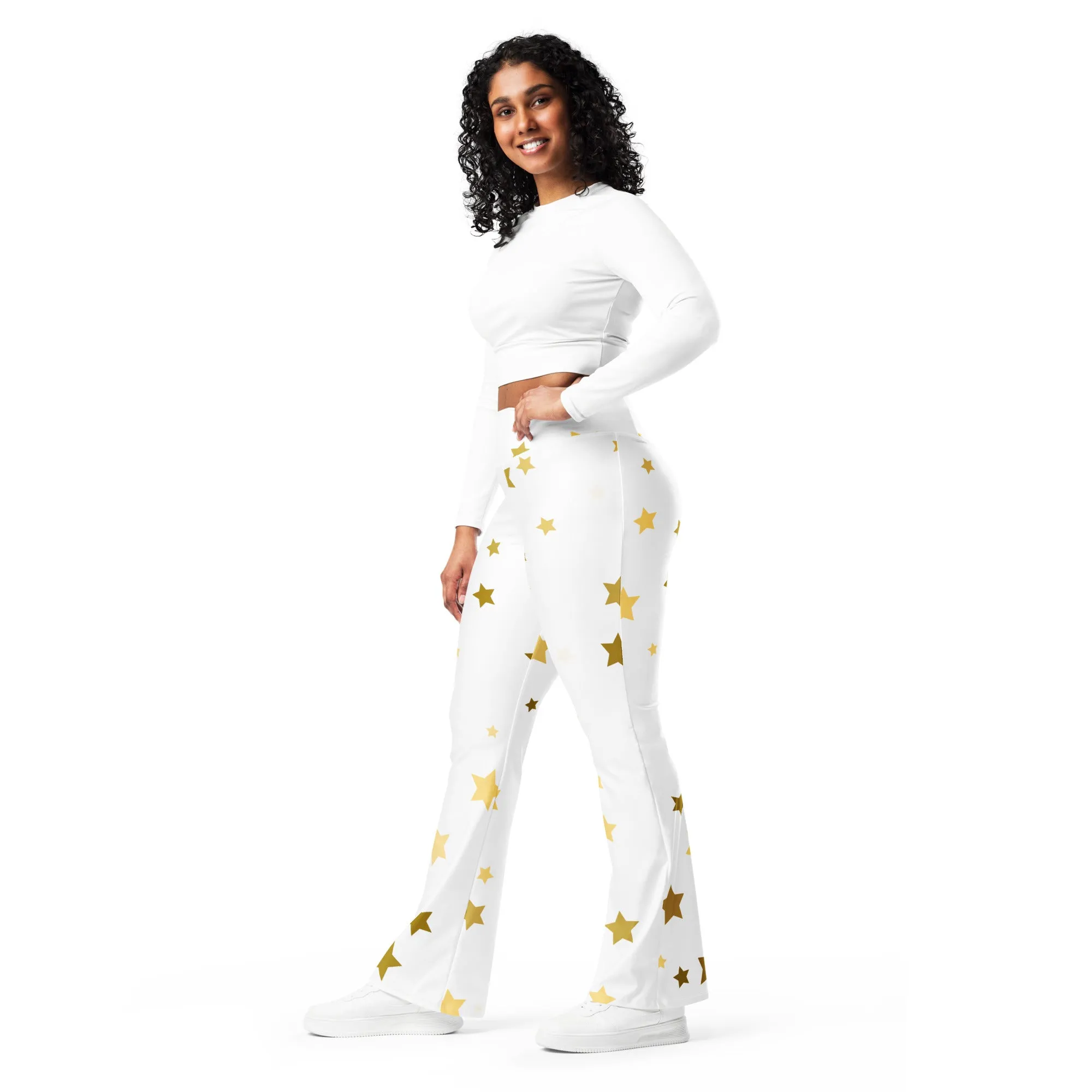 Women’s Gold Star Flare Leggings, lioness-love