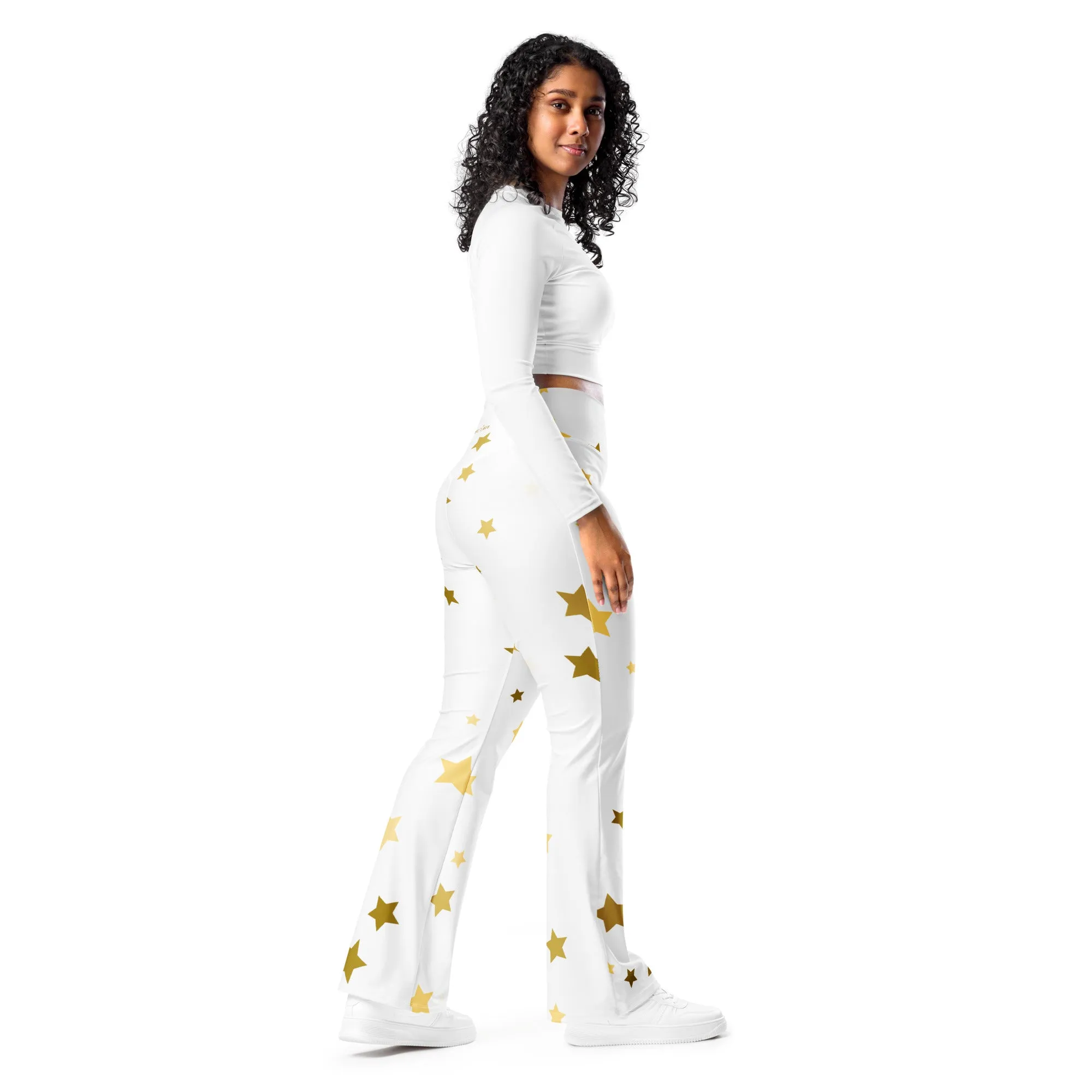 Women’s Gold Star Flare Leggings, lioness-love