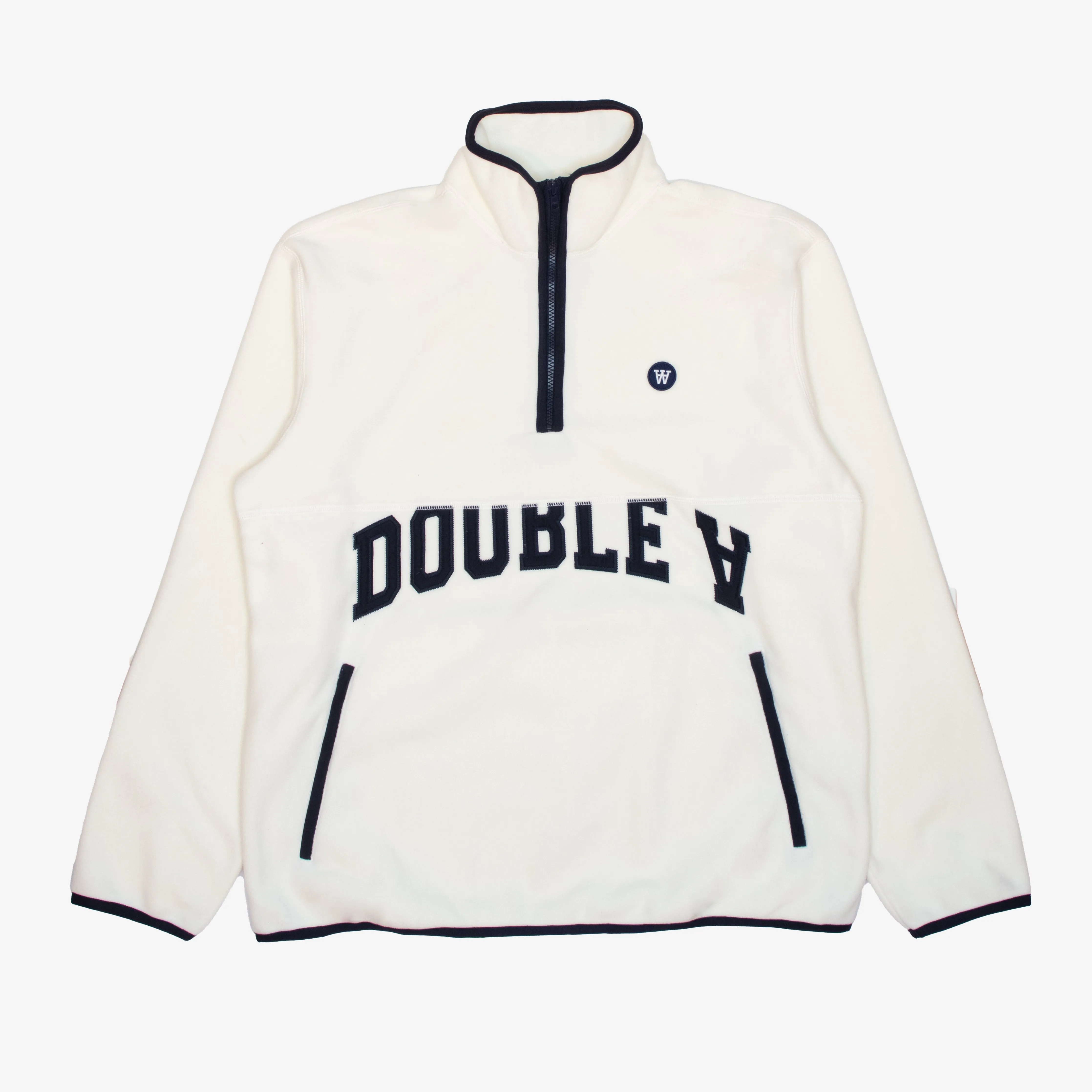 Wood Wood Jay Full-Zip Fleece Sweatshirt Off-white