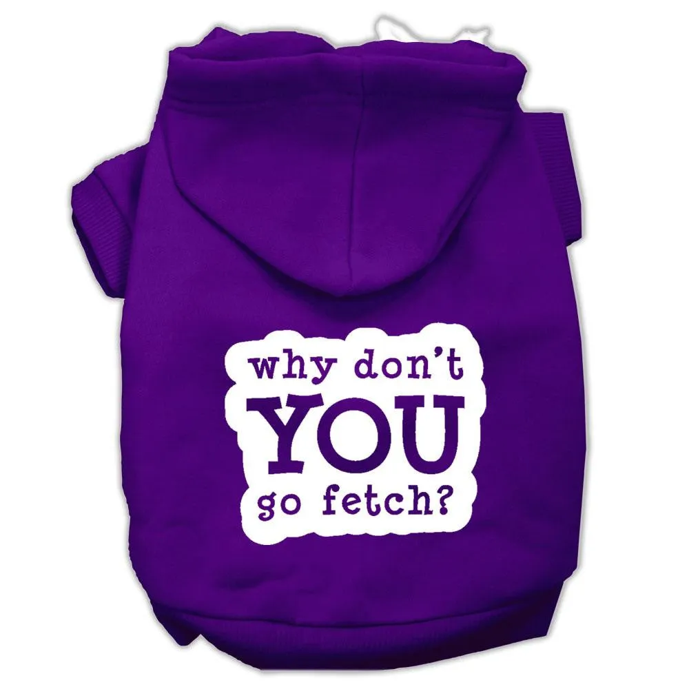 You Go Fetch Screen Print Pet Hoodies Purple Size Sm (10)