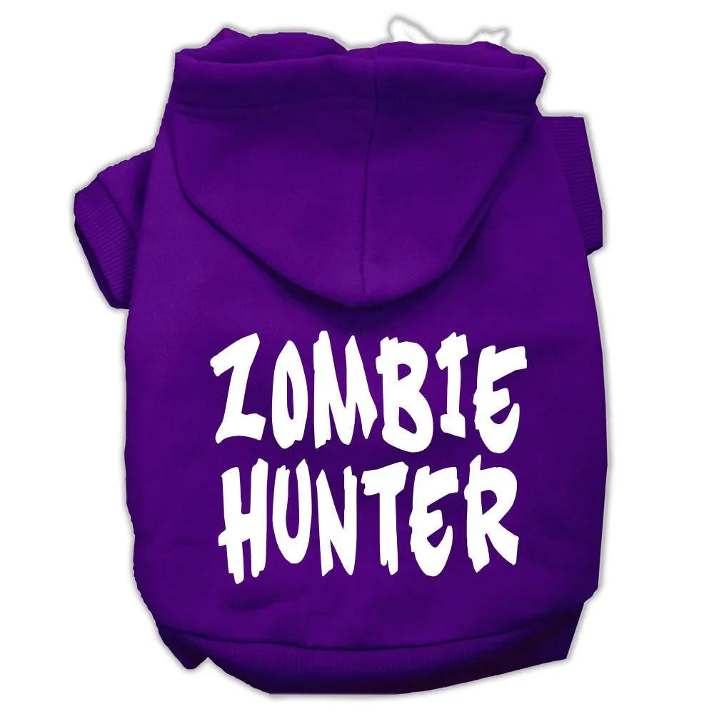 Zombie Hunter Screen Print Pet Hoodies Purple Size XS (8)